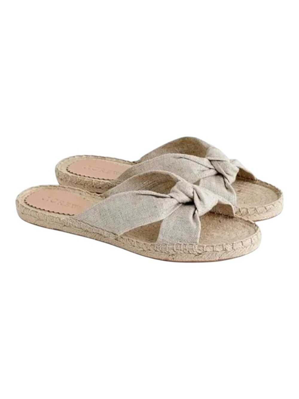 J. Crew Knotted Espadrille Slides Beige w Gold Flecks Good Cond Made in Spain 8